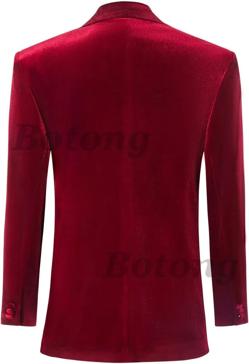 3 PC Womens Velvet Pant Suit - Peak Lapel Business Blazer Vest Pants for Prom Office Work