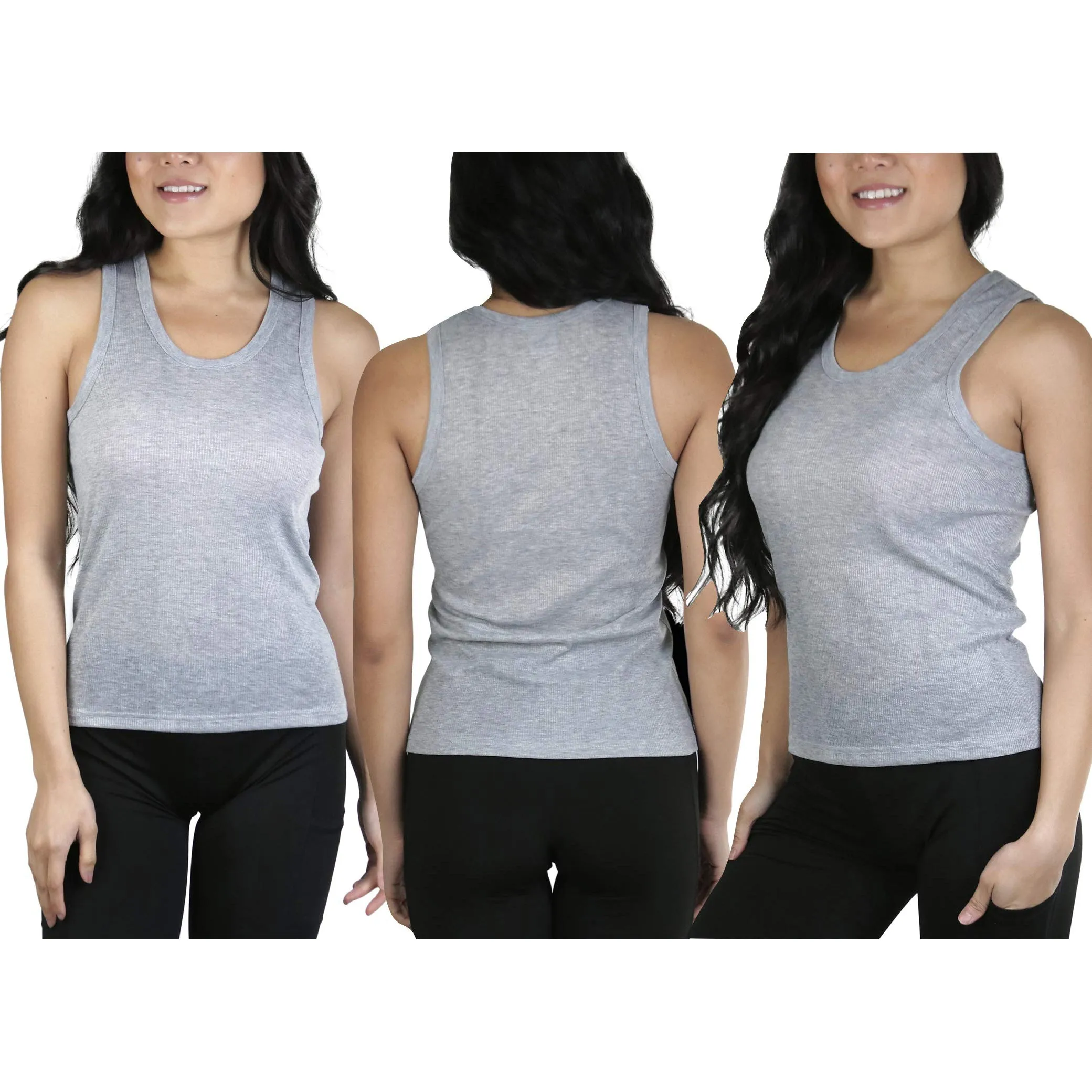 6-Pack: ToBeInStyle Women's Junior 100% Cotton Ribbed Crop Lightweight Tank Tops