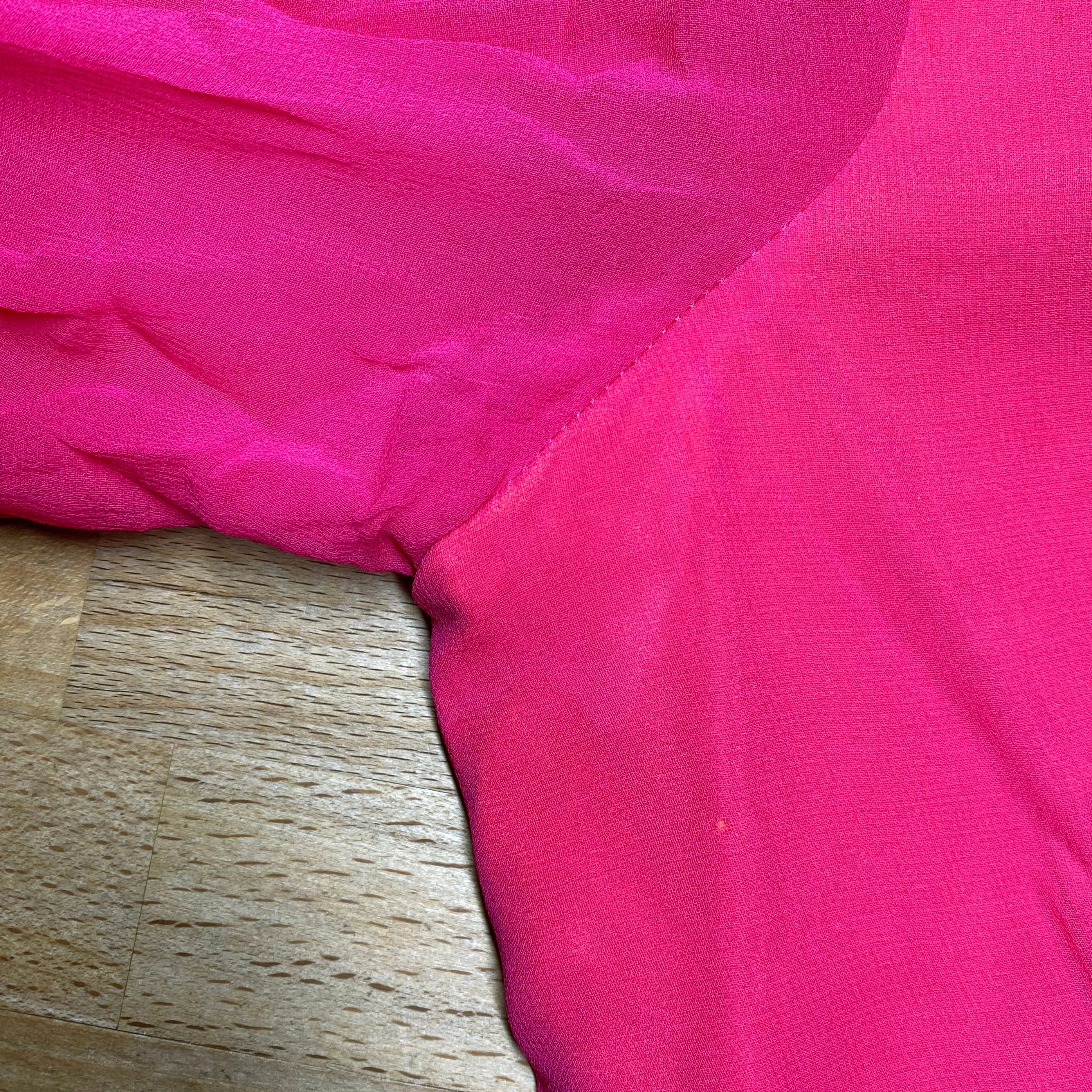 60s Hot Pink Floral & Paisley Palazzo Jumpsuit - Extra Small