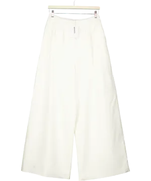 Alexae White Twill Pleated Trousers UK M