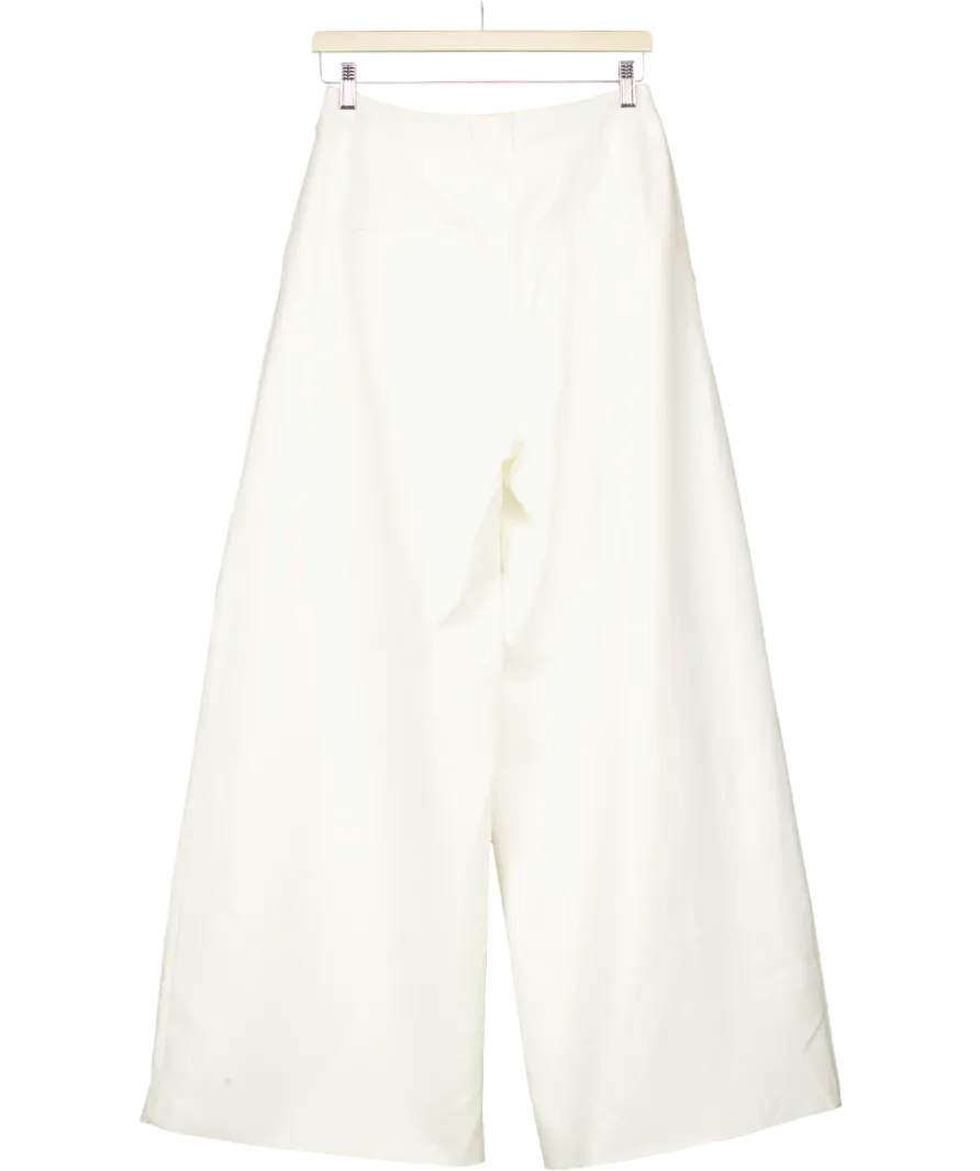 Alexae White Twill Pleated Trousers UK M