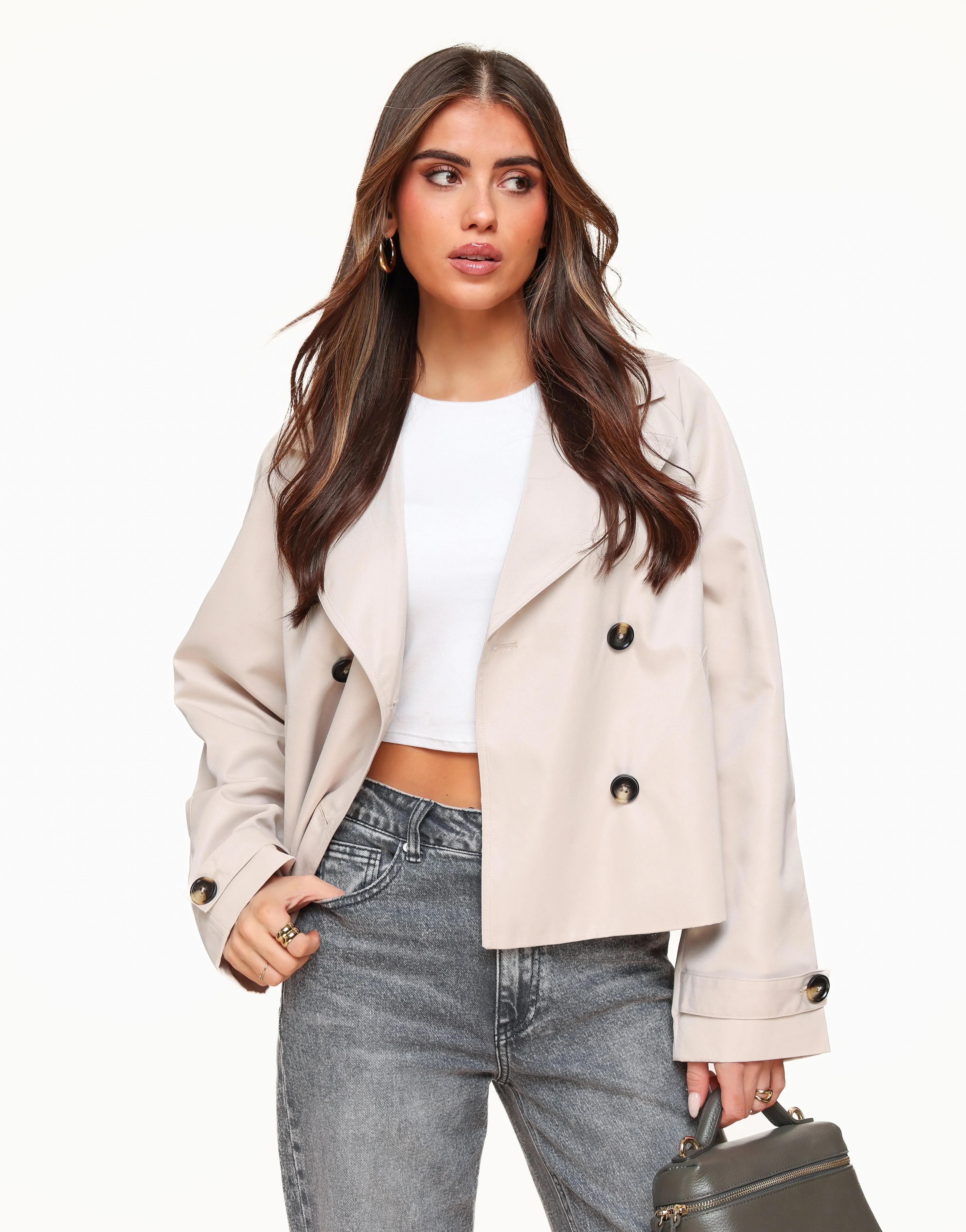 Beige Korte Trench - Jas