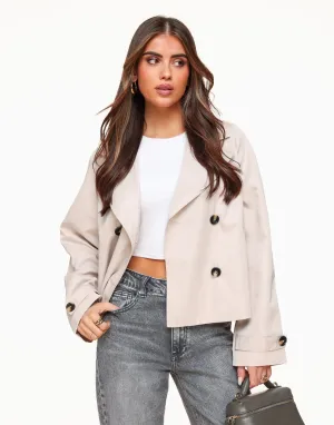 Beige Korte Trench - Jas