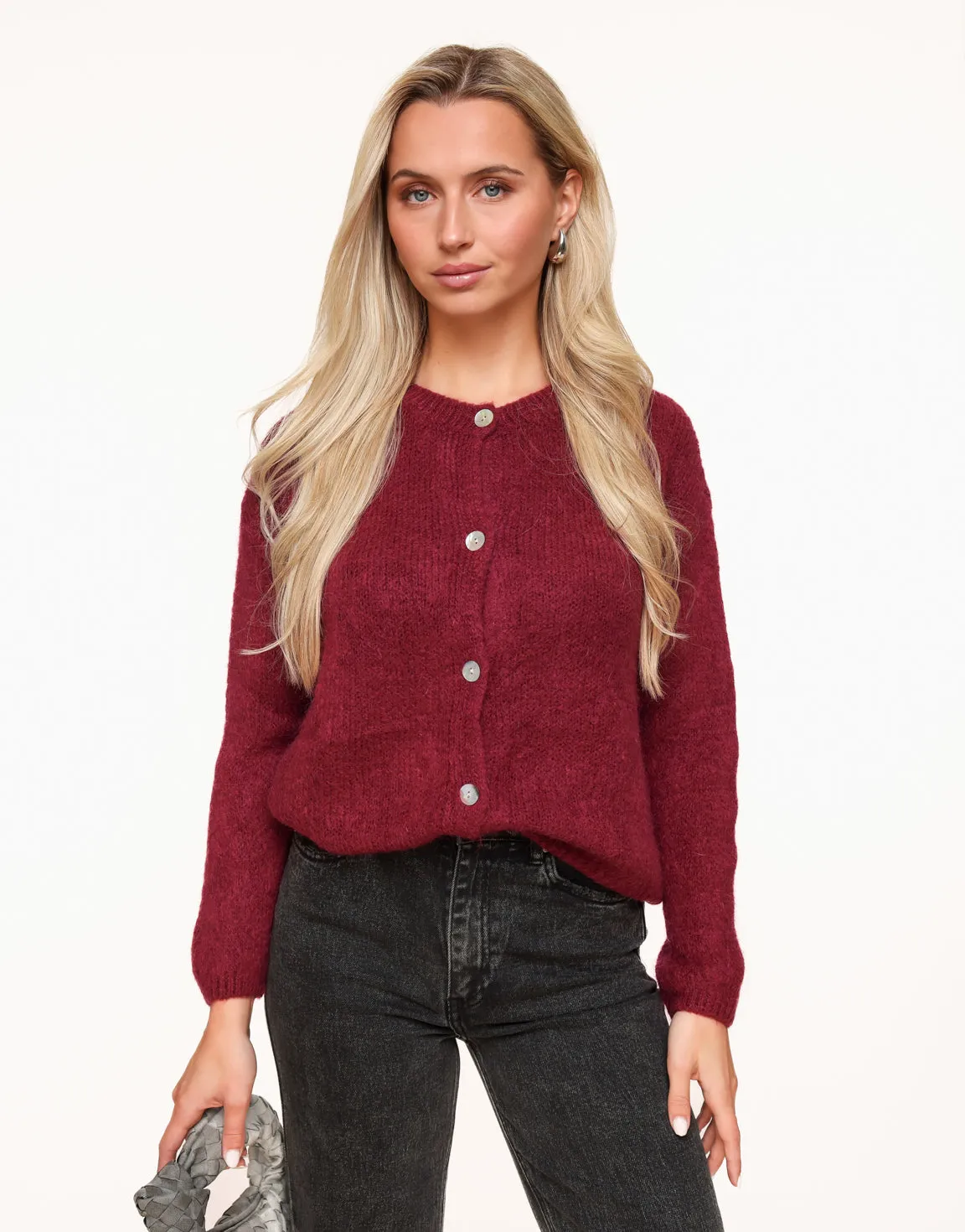 Burgundy Rode Gebreide - Vest