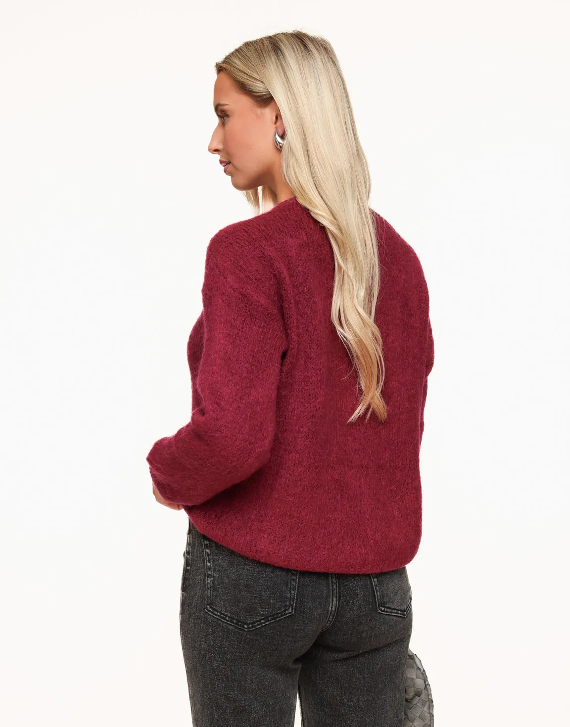 Burgundy Rode Gebreide - Vest