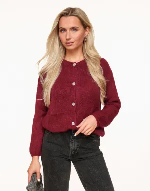 Burgundy Rode Gebreide - Vest