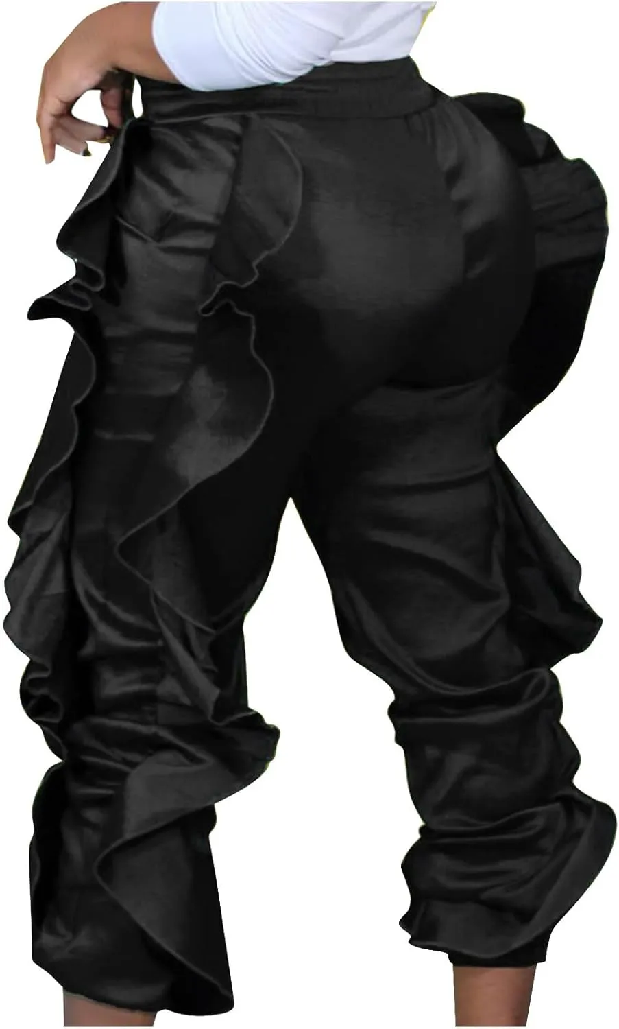 hlysgo Fringe Pants for Women Trousers Slim Fit Solid Color High Waisted Yoga Pants Sweatpants for Women Y2K Streetwear