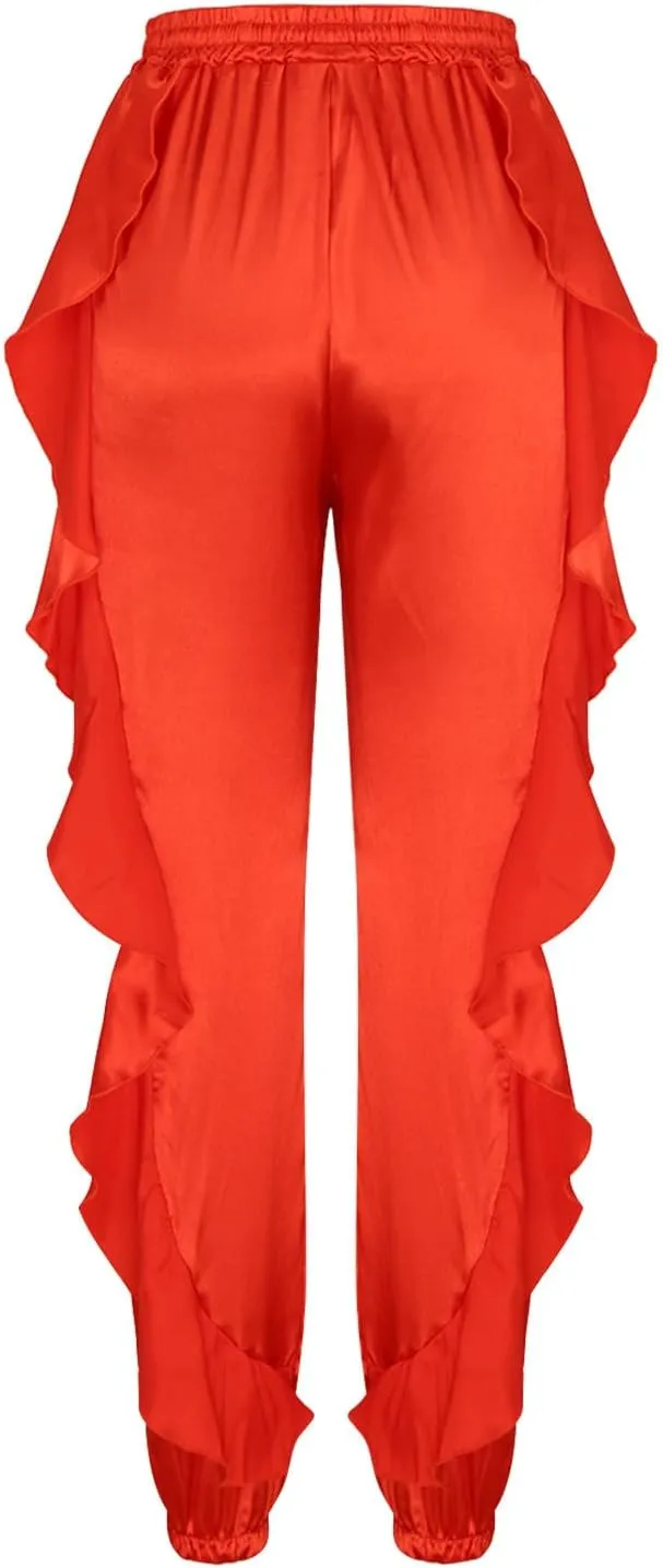 hlysgo Fringe Pants for Women Trousers Slim Fit Solid Color High Waisted Yoga Pants Sweatpants for Women Y2K Streetwear