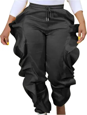 hlysgo Fringe Pants for Women Trousers Slim Fit Solid Color High Waisted Yoga Pants Sweatpants for Women Y2K Streetwear