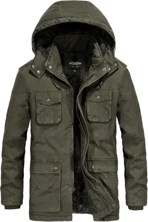 JYG Men's Winter Thicken Coat Casual Military Parka Jacket with Removable Hood