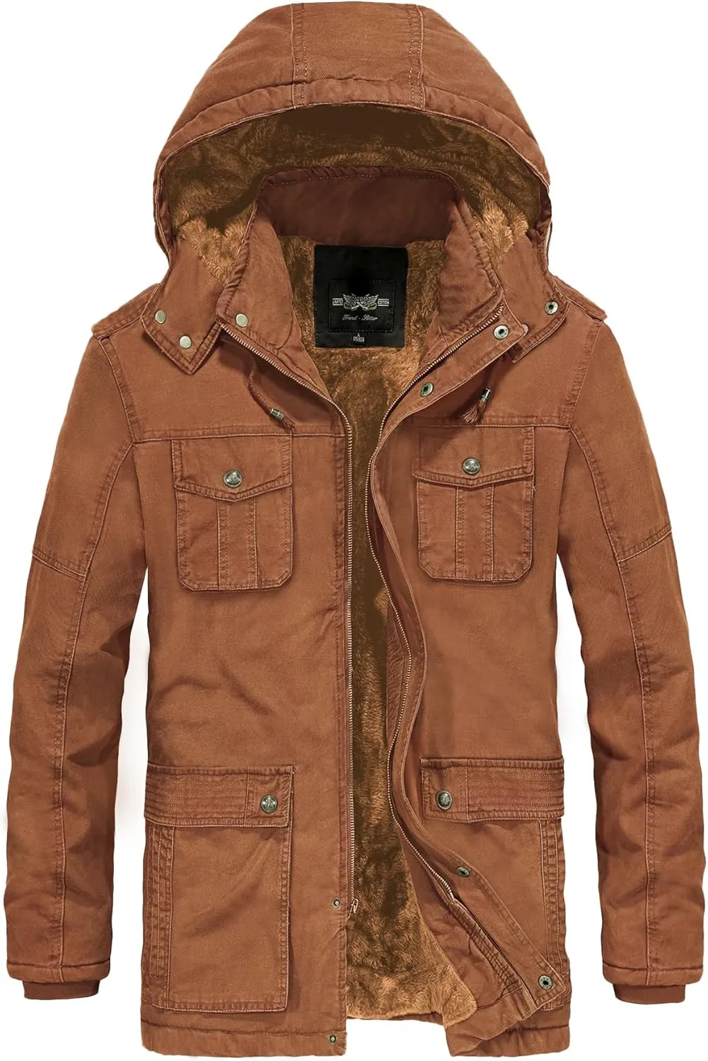 JYG Men's Winter Thicken Coat Casual Military Parka Jacket with Removable Hood