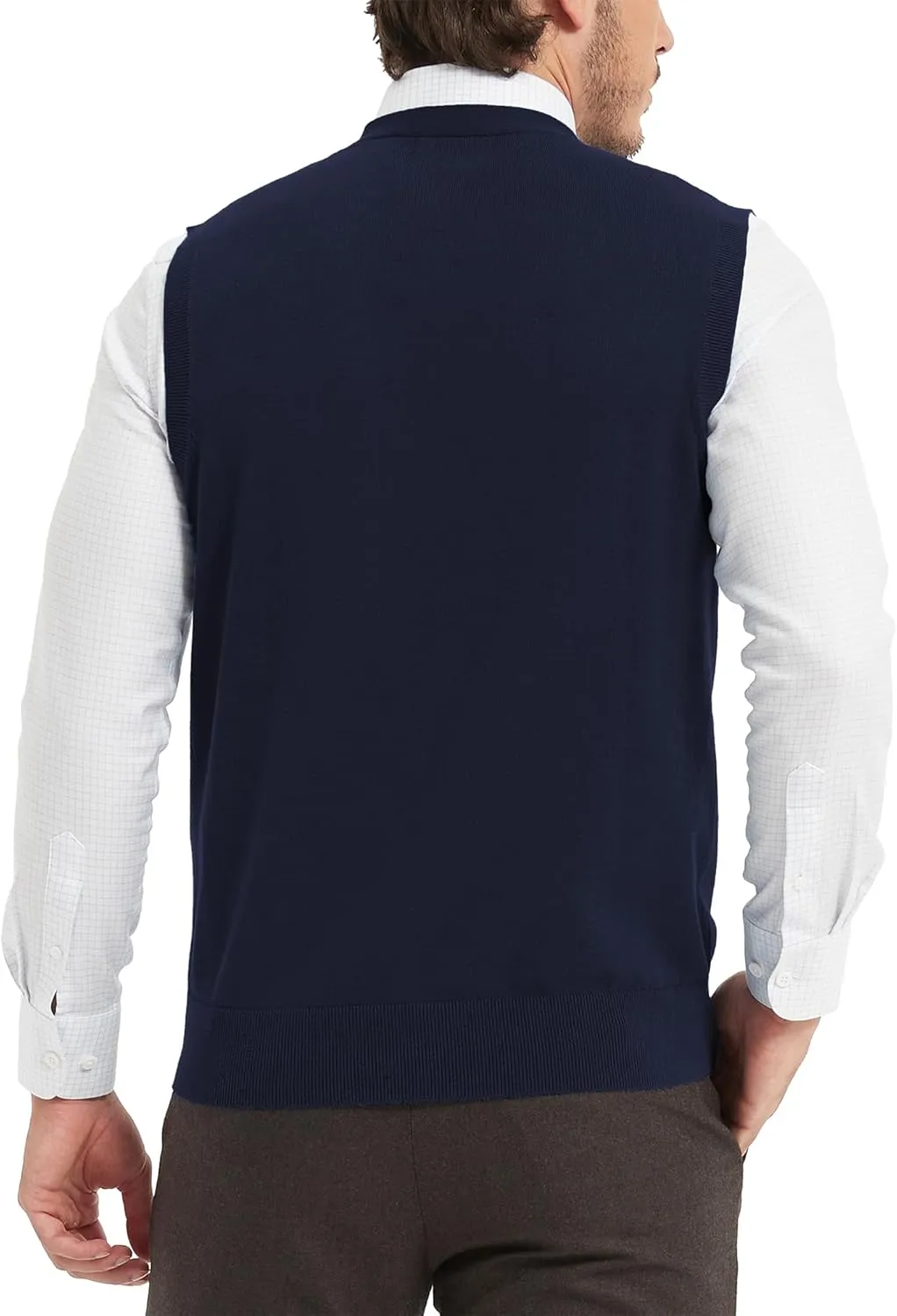 Kallspin Mens Button Down Sweater Vest Lightweight Knitted Pure Cotton V-Neck Sleeveless Cardigans