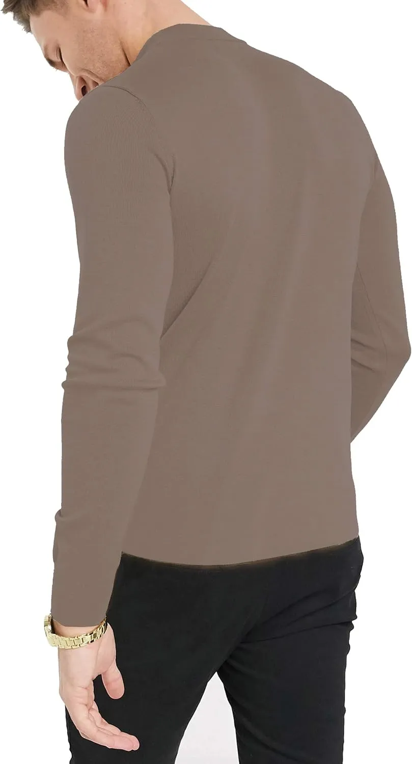 KINGBEGA Men Regular Fit Basic Lightweight Long Sleeve Pullover Top Mock Turtleneck T-Shirt