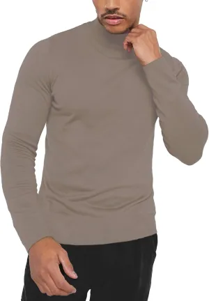 KINGBEGA Men Regular Fit Basic Lightweight Long Sleeve Pullover Top Mock Turtleneck T-Shirt