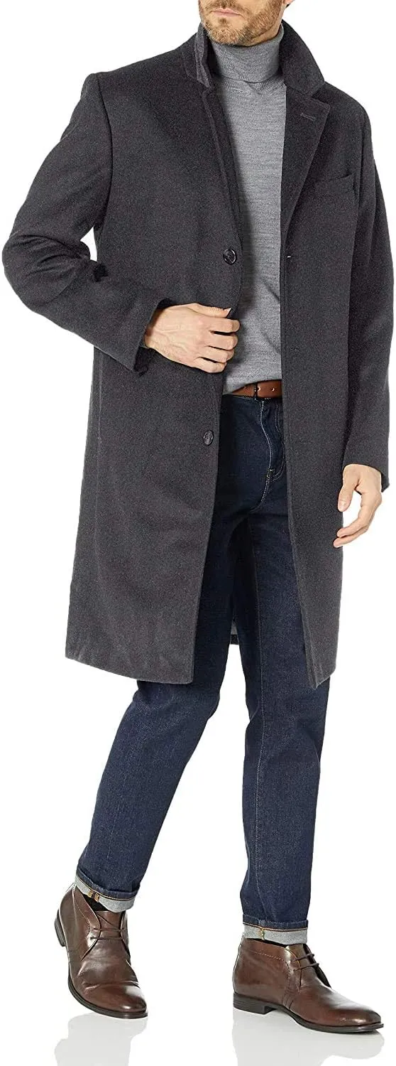LONDON FOG Men's Classic Fit Overcoat Signature Wool Blend Top Coat (Regular & Big-Tall Sizes)