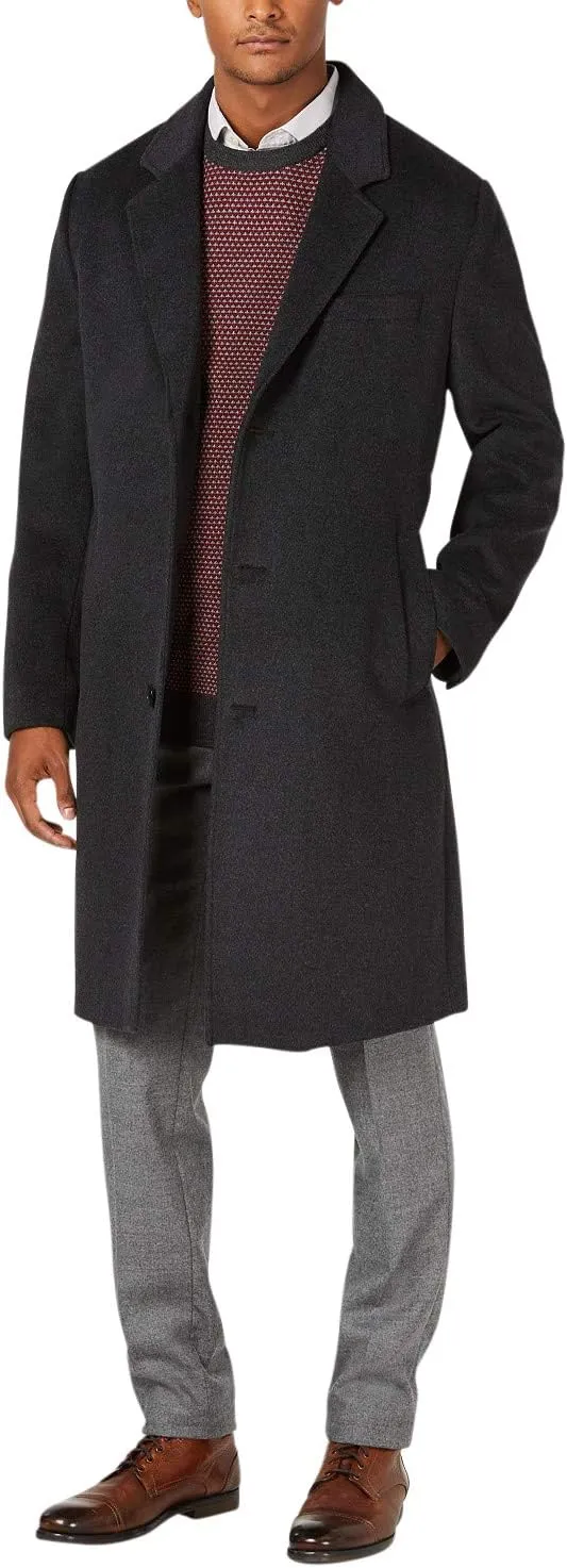 LONDON FOG Men's Classic Fit Overcoat Signature Wool Blend Top Coat (Regular & Big-Tall Sizes)