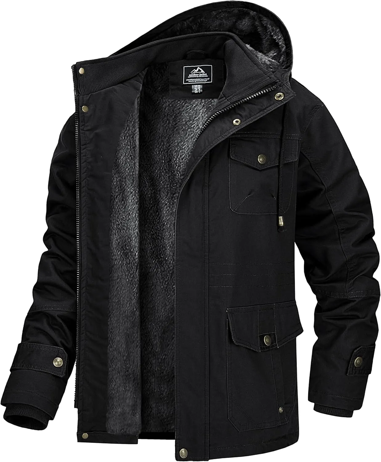 MAGCOMSEN Men's Winter Coat Military Jacket Fleece Lined Parka Cotton Cargo Jacket