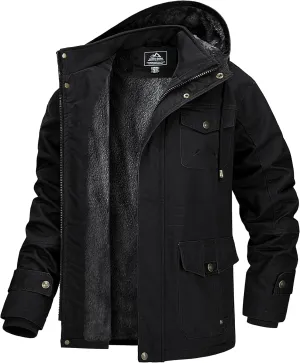 MAGCOMSEN Men's Winter Coat Military Jacket Fleece Lined Parka Cotton Cargo Jacket