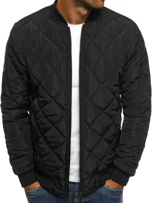 Maiyifu-GJ Men Flight Bomber Jackets Diamond Quilted Lightweight Varsity Jacket Full Zip Up Softshell Winter Warm Padded Coat