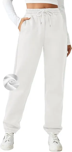 PINSPARK Women's Fleece Lined Sweatpants Winter Joggers Athletic Pants Casual Thick Warm Trousers Pockets