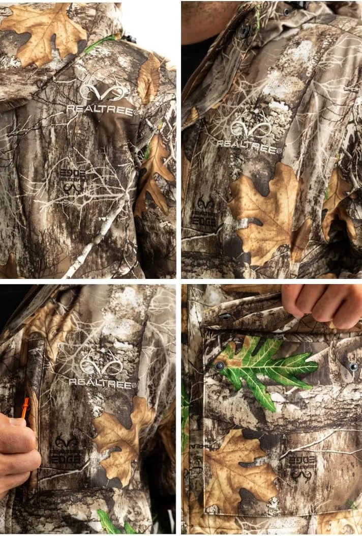 Realtree Men's Edge/Timber/Max-7 Camo Hunting Insulated Cold Weather Parka Jacket - Wind-proof, Mid-weight and Super Warm