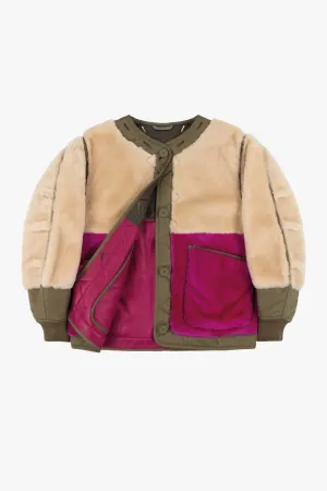 Shearling Quilt Bomber - Blush / Fuchsia