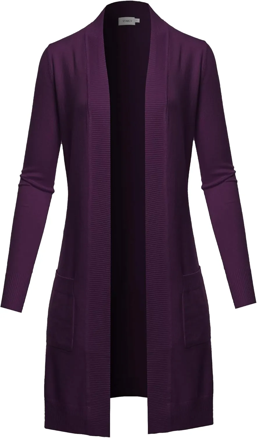 STARJJ Womens Soft Stetchy Knit Longline Open Front Sweater Cardigan with Pockets (S-3X)