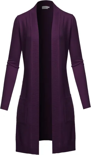 STARJJ Womens Soft Stetchy Knit Longline Open Front Sweater Cardigan with Pockets (S-3X)