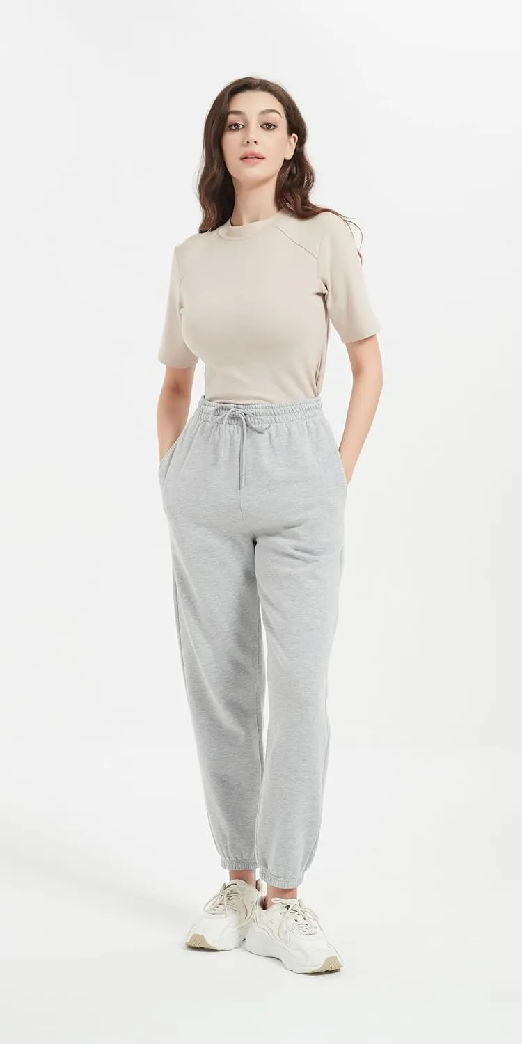 Tronjori Womens High Waisted Pull on Baggy Fleece Lined Sweatpants Fall Winter Athletic Jogger Lounge Trousers Cinch Bottom