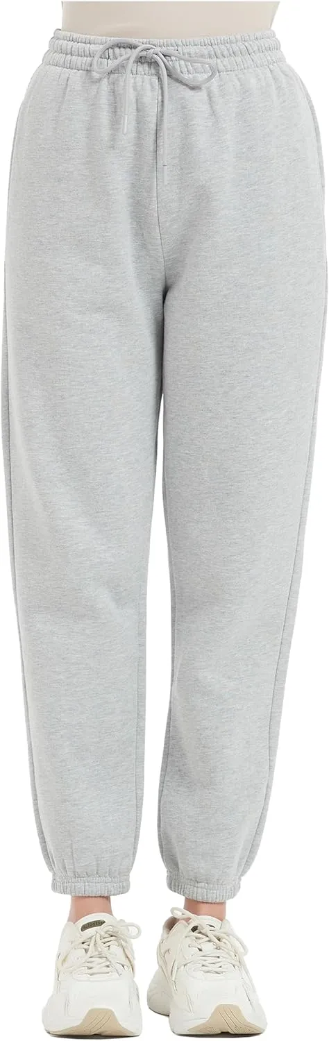 Tronjori Womens High Waisted Pull on Baggy Fleece Lined Sweatpants Fall Winter Athletic Jogger Lounge Trousers Cinch Bottom