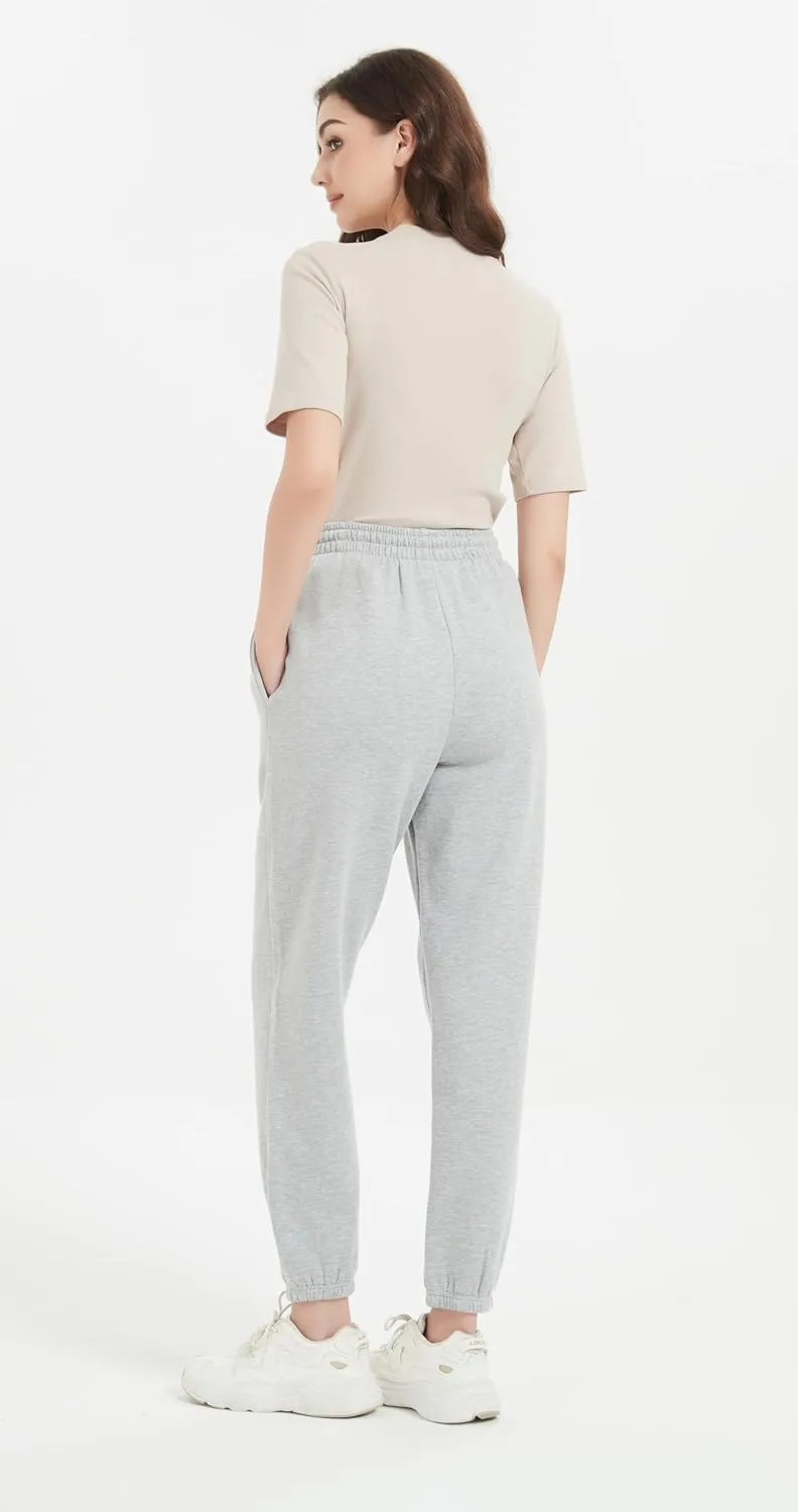 Tronjori Womens High Waisted Pull on Baggy Fleece Lined Sweatpants Fall Winter Athletic Jogger Lounge Trousers Cinch Bottom