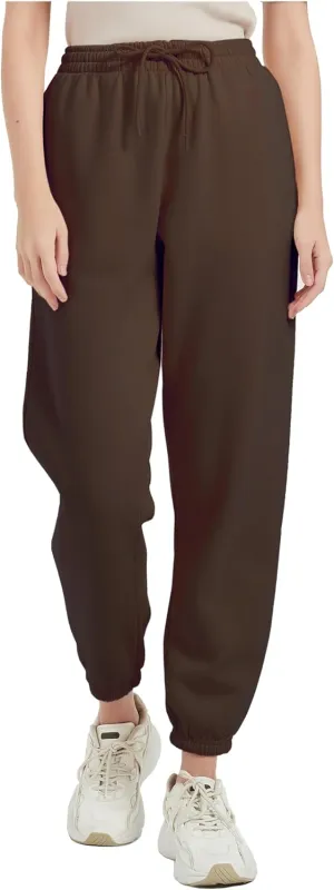 Tronjori Womens High Waisted Pull on Baggy Fleece Lined Sweatpants Fall Winter Athletic Jogger Lounge Trousers Cinch Bottom