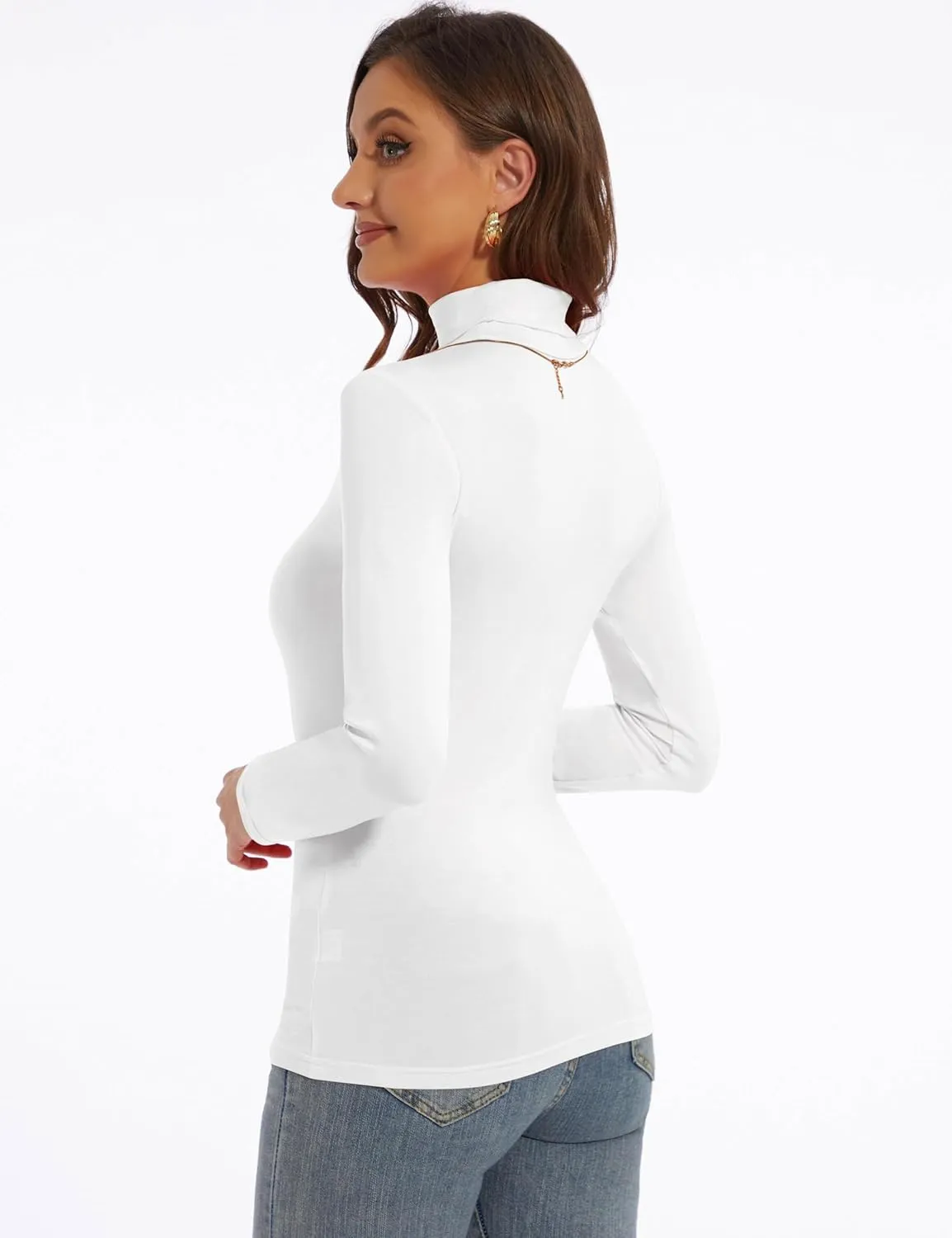 Women's Turtleneck Long Sleeve Shirts Slim Fitted Lightweight Base Layer Casual Tops