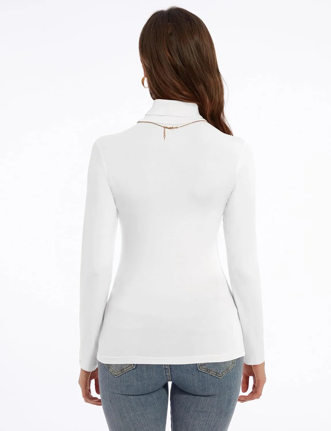 Women's Turtleneck Long Sleeve Shirts Slim Fitted Lightweight Base Layer Casual Tops